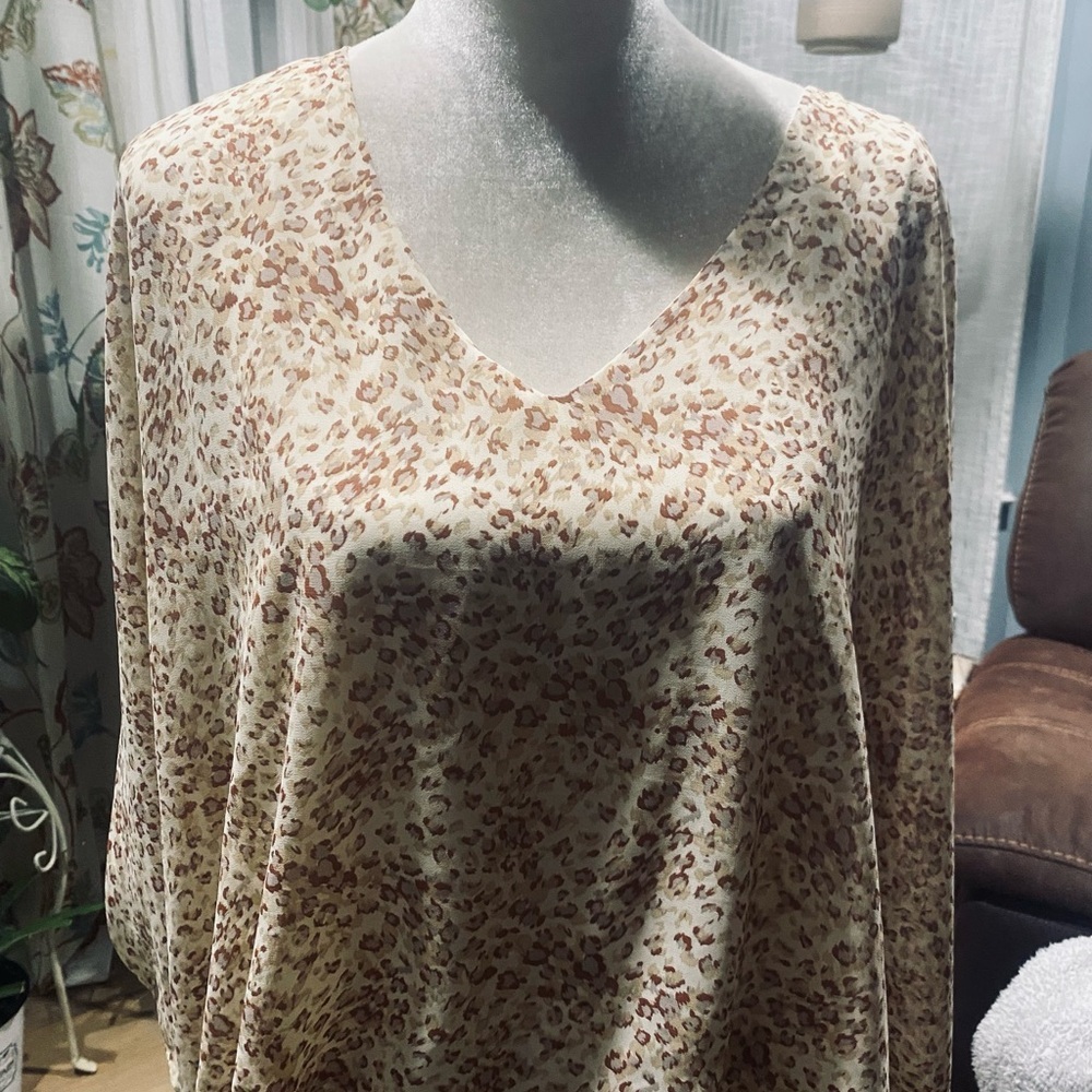 Main Strip Leopard Print V-Neck Top